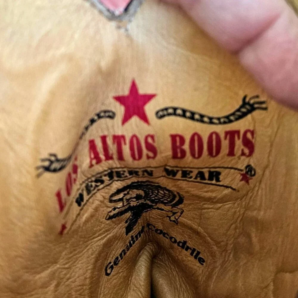 Vintage 90s Los Altos Pink Genuine Crocodile Western Cowboy Boots Women Sz 7 - Picture 3 of 16